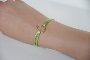 Light Green Satin Gold Heart