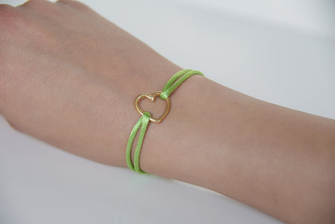Light Green Satin Gold Heart