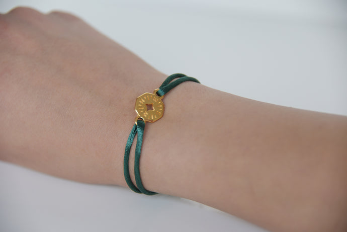Dark Green Satin Gold Compass