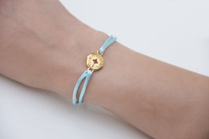 Light Blue Satin Gold Compass