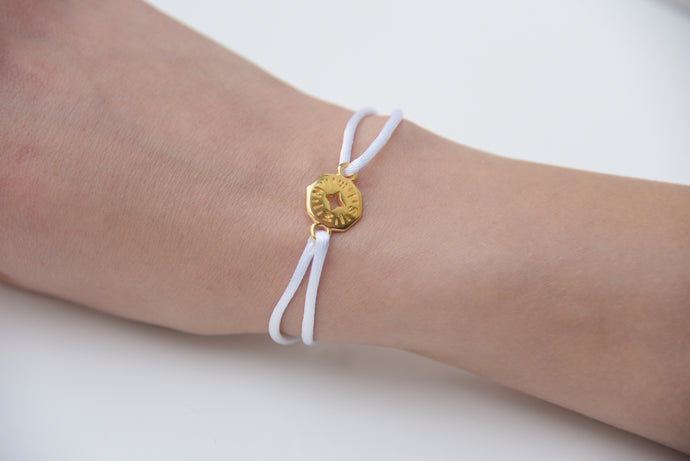 White Satin Gold Compass