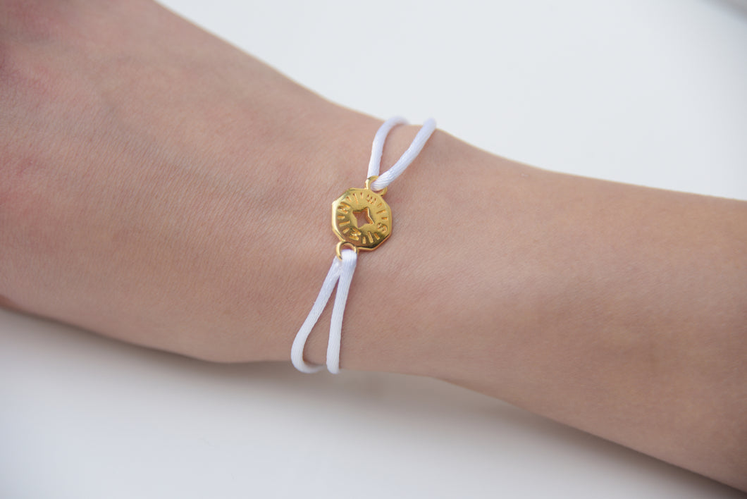 White Satin Gold Compass