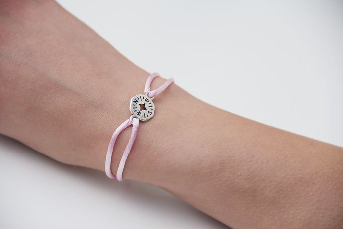 Light Pink Satin Silver Compass