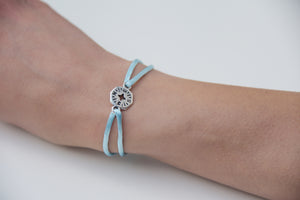 Light Blue Satin Silver Compass