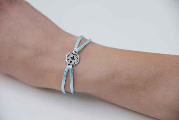 Light Blue Satin Silver Compass