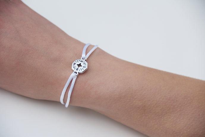 White Satin Silver Compass