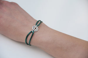 Dark Green Satin Silver Compass
