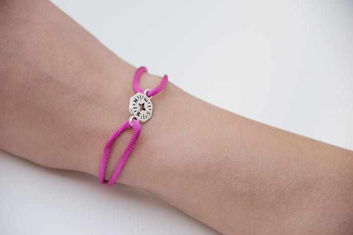 Pink Satin Silver Compass