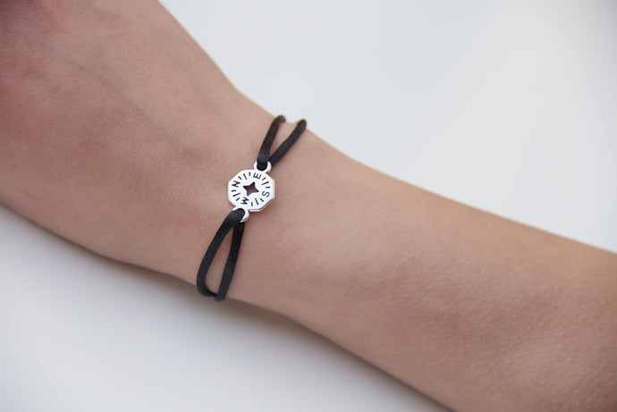 Black Satin Silver Compass
